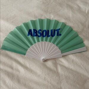Green and White Hand Fan